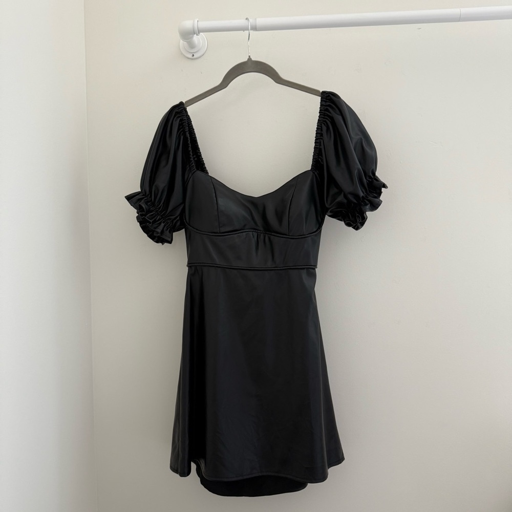 Forever 21 Black Puff Sleeve Mini Dress